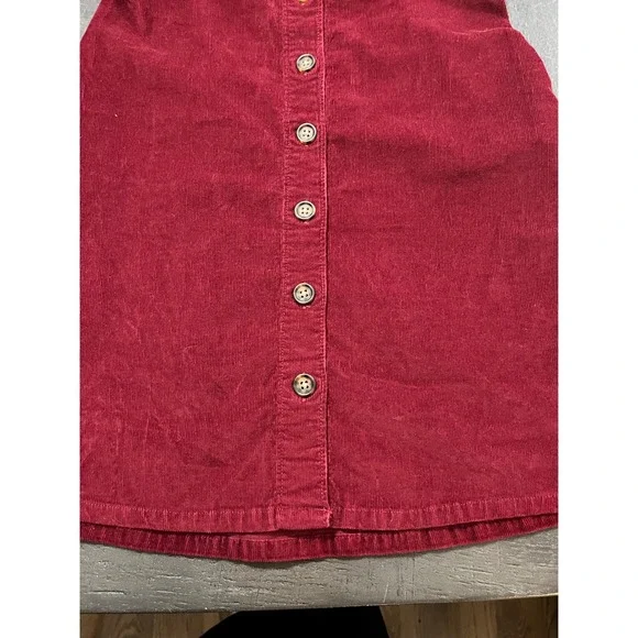 Hollister Red Corduroy Button‎ Front Pinafore Mini Dress Size S Y2K - Picture 4 of 10